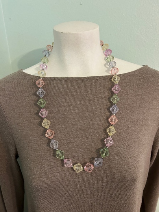Pastel Faceted Bead Necklace - Multi Color on spring-ring c clasp ice cube vibes - Picture 8 of 12